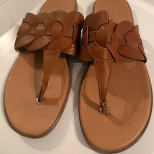 Nautica Women's Tan Braided Thong Sandals